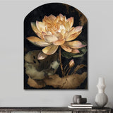 Blooming Vintage Lotus In The Pond I - Asymmetric Metal Wall Art