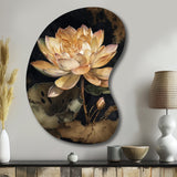 Blooming Vintage Lotus In The Pond I - Asymmetric Metal Wall Art