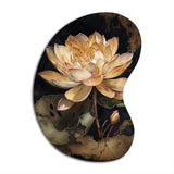 Blooming Vintage Lotus In The Pond I - Asymmetric Metal Wall Art