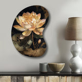 Blooming Vintage Lotus In The Pond I - Asymmetric Metal Wall Art