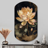 Blooming Vintage Lotus In The Pond I - Asymmetric Metal Wall Art