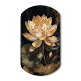 Blooming Vintage Lotus In The Pond I - Asymmetric Metal Wall Art