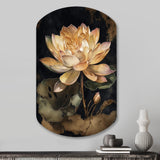 Blooming Vintage Lotus In The Pond I - Asymmetric Metal Wall Art