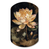 Blooming Vintage Lotus In The Pond I - Asymmetric Metal Wall Art