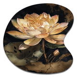 Blooming Vintage Lotus In The Pond I - Asymmetric Metal Wall Art