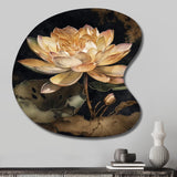 Blooming Vintage Lotus In The Pond I - Asymmetric Metal Wall Art