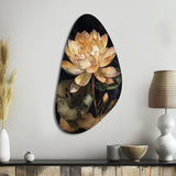 Blooming Vintage Lotus In The Pond I - Asymmetric Metal Wall Art