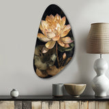 Blooming Vintage Lotus In The Pond I - Asymmetric Metal Wall Art