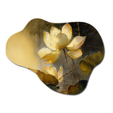 Blooming Vintage Lotus In The Pond III - Asymmetric Metal Wall Art