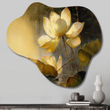 Blooming Vintage Lotus In The Pond III - Asymmetric Metal Wall Art