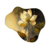 Blooming Vintage Lotus In The Pond III - Asymmetric Metal Wall Art