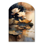 Blooming Vintage Lotus In The Pond IV - Asymmetric Metal Wall Art