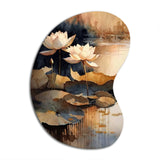 Blooming Vintage Lotus In The Pond IV - Asymmetric Metal Wall Art