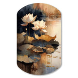 Blooming Vintage Lotus In The Pond IV - Asymmetric Metal Wall Art