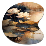 Blooming Vintage Lotus In The Pond IV - Asymmetric Metal Wall Art