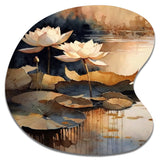 Blooming Vintage Lotus In The Pond IV - Asymmetric Metal Wall Art