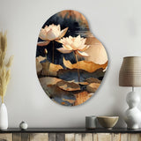 Blooming Vintage Lotus In The Pond IV - Asymmetric Metal Wall Art