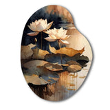 Blooming Vintage Lotus In The Pond IV - Asymmetric Metal Wall Art