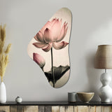 Blossoming Pink Vintage Lotus IV - Asymmetric Metal Wall Art