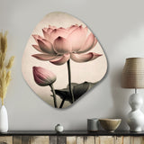 Blossoming Pink Vintage Lotus IV - Asymmetric Metal Wall Art