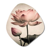 Blossoming Pink Vintage Lotus IV - Asymmetric Metal Wall Art