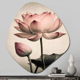 Blossoming Pink Vintage Lotus IV - Asymmetric Metal Wall Art