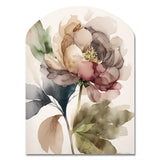 Blooming Peony In Gray Earth Tones V - Asymmetric Metal Wall Art