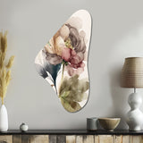 Blooming Peony In Gray Earth Tones V - Asymmetric Metal Wall Art