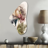 Blooming Peony In Gray Earth Tones V - Asymmetric Metal Wall Art