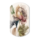 Blooming Peony In Gray Earth Tones V - Asymmetric Metal Wall Art