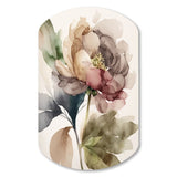 Blooming Peony In Gray Earth Tones V - Asymmetric Metal Wall Art