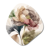 Blooming Peony In Gray Earth Tones V - Asymmetric Metal Wall Art