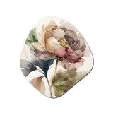 Blooming Peony In Gray Earth Tones V - Asymmetric Metal Wall Art