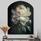 Blooming White Peony V - Asymmetric Metal Wall Art