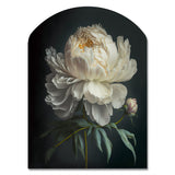 Blooming White Peony V - Asymmetric Metal Wall Art