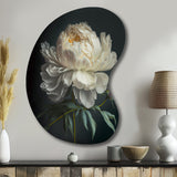 Blooming White Peony V - Asymmetric Metal Wall Art