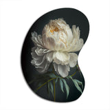 Blooming White Peony V - Asymmetric Metal Wall Art