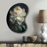 Blooming White Peony V - Asymmetric Metal Wall Art