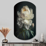 Blooming White Peony V - Asymmetric Metal Wall Art