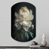 Blooming White Peony V - Asymmetric Metal Wall Art