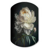 Blooming White Peony V - Asymmetric Metal Wall Art