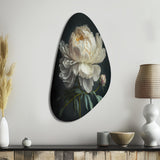 Blooming White Peony V - Asymmetric Metal Wall Art