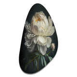 Blooming White Peony V - Asymmetric Metal Wall Art