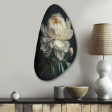 Blooming White Peony V - Asymmetric Metal Wall Art