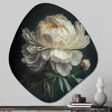 Blooming White Peony V - Asymmetric Metal Wall Art