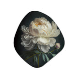 Blooming White Peony V - Asymmetric Metal Wall Art