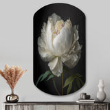 Blooming White Peony VI - Asymmetric Metal Wall Art