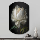 Blooming White Peony VI - Asymmetric Metal Wall Art