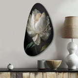 Blooming White Peony VI - Asymmetric Metal Wall Art