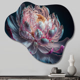 Blossoming Pink And White Peony IV - Asymmetric Metal Wall Art